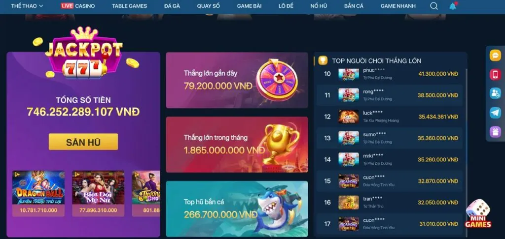 Chọn mục Nạp Tiền trên Win55
